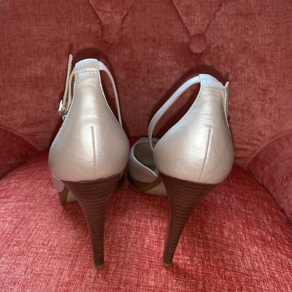 Nude Ankle Strap Peep Toe Shoes - Picture 3 of 4